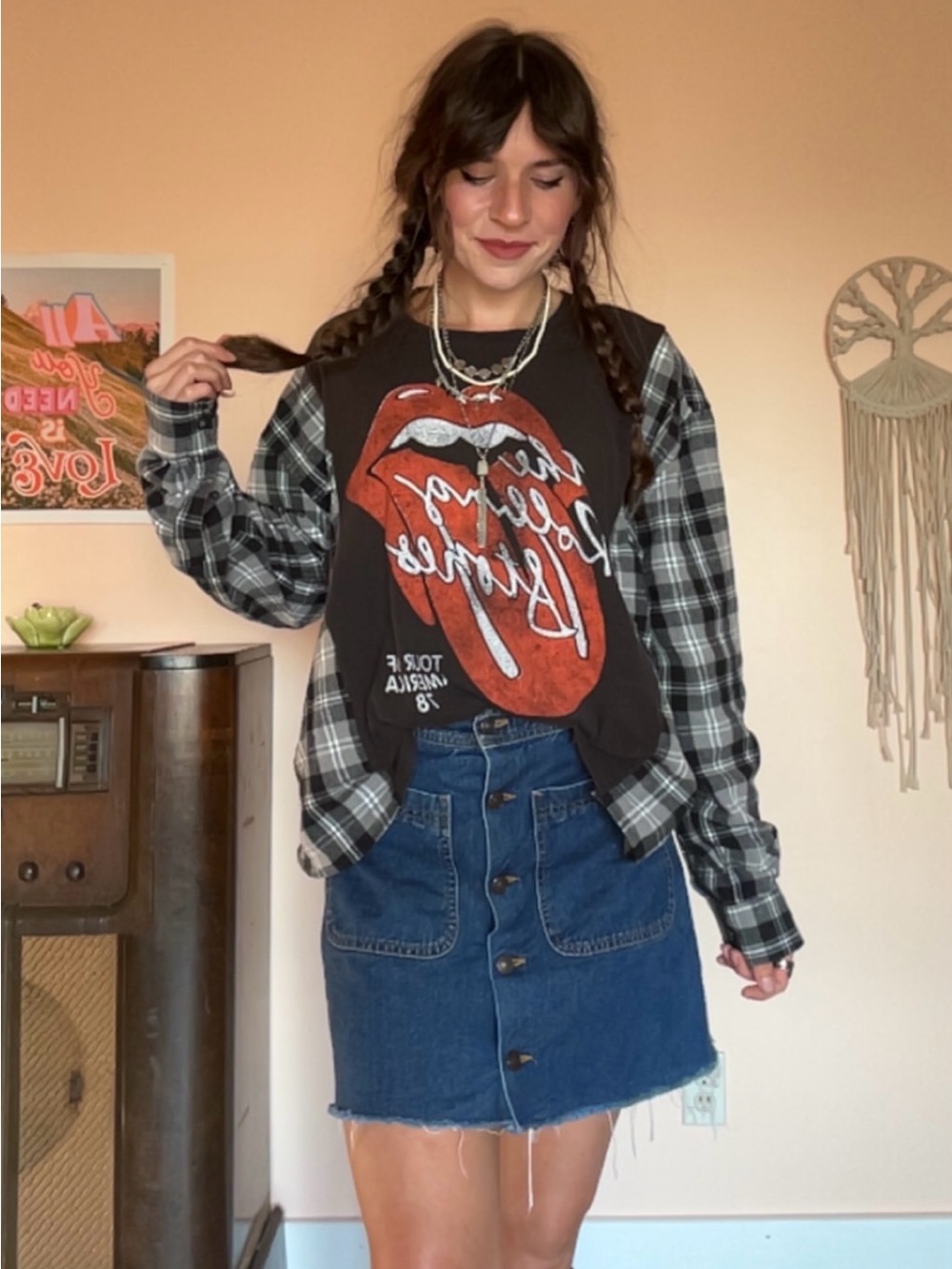 Upcycled Rolling Stones Plaid